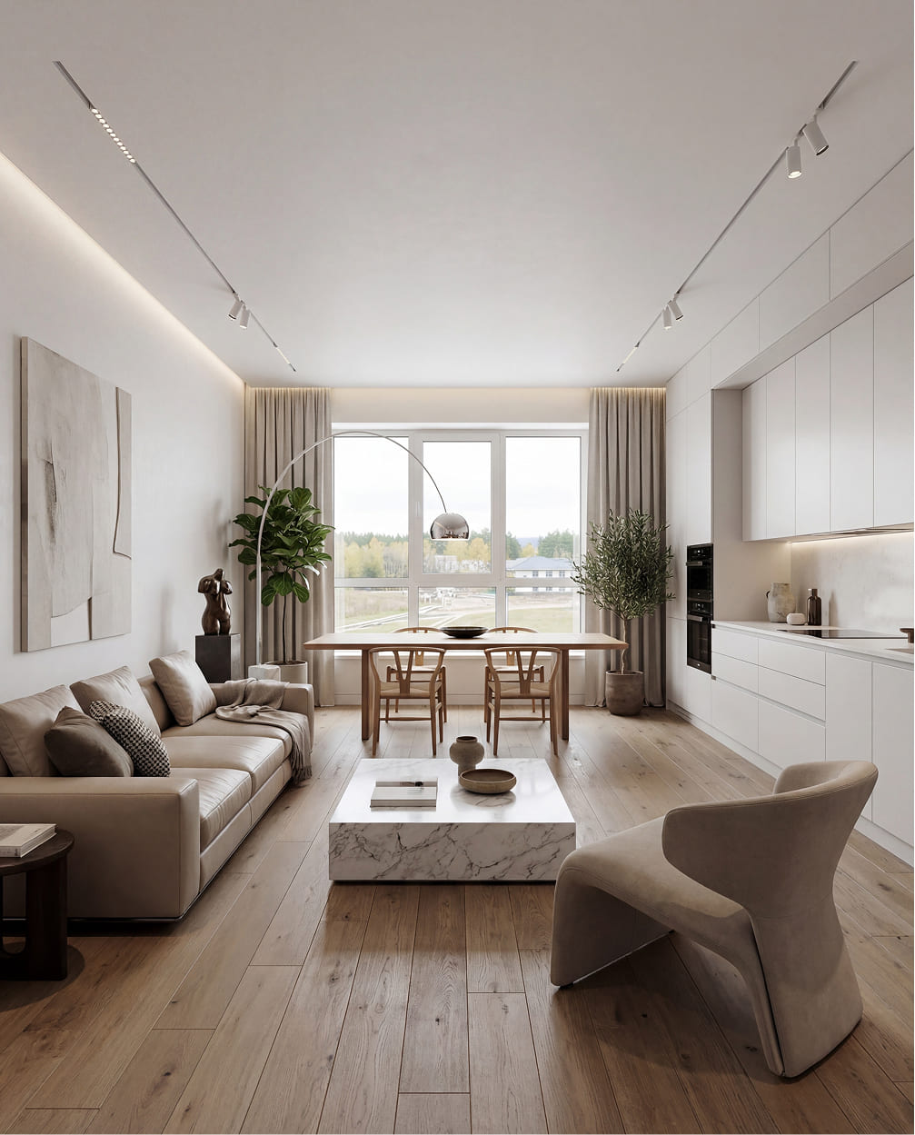 Kitchen-living room interior — renovation from the developer Family Park Apartments