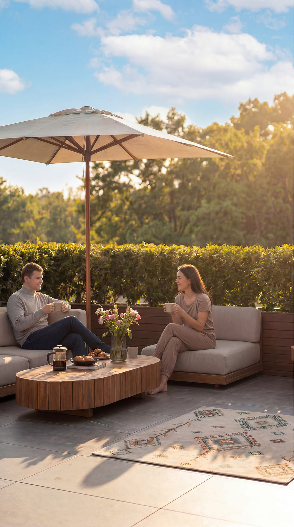 Terrace of Family Park Apartments with a recreation area