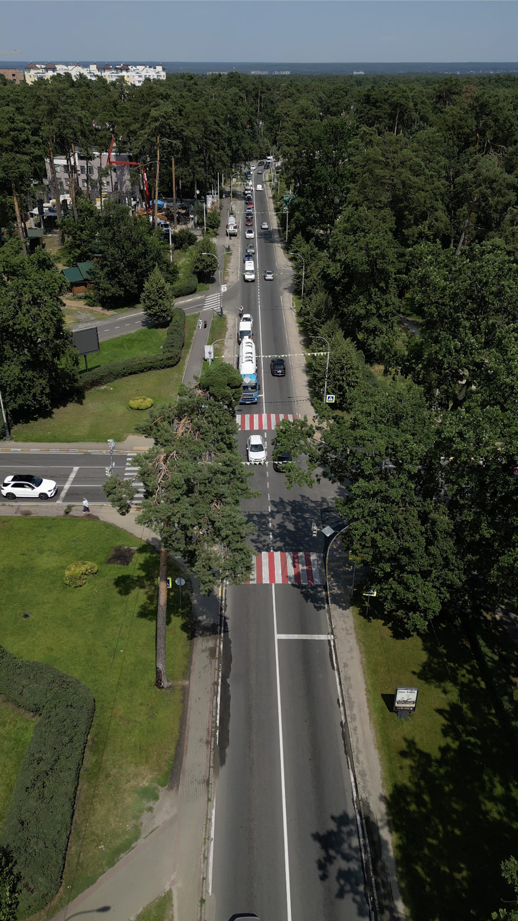 Street near Family Park Apartments — Bucha among the pine forest