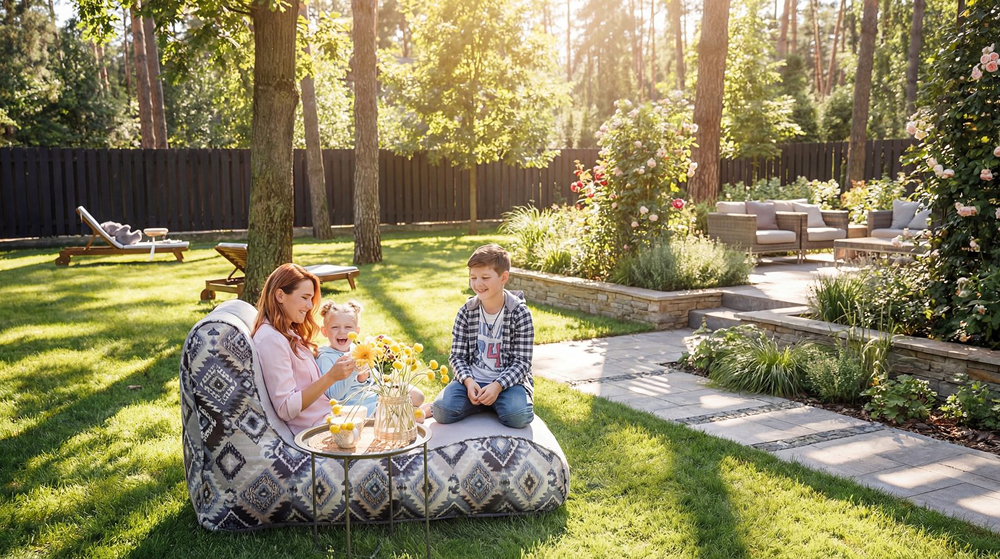 Family yard among the pines